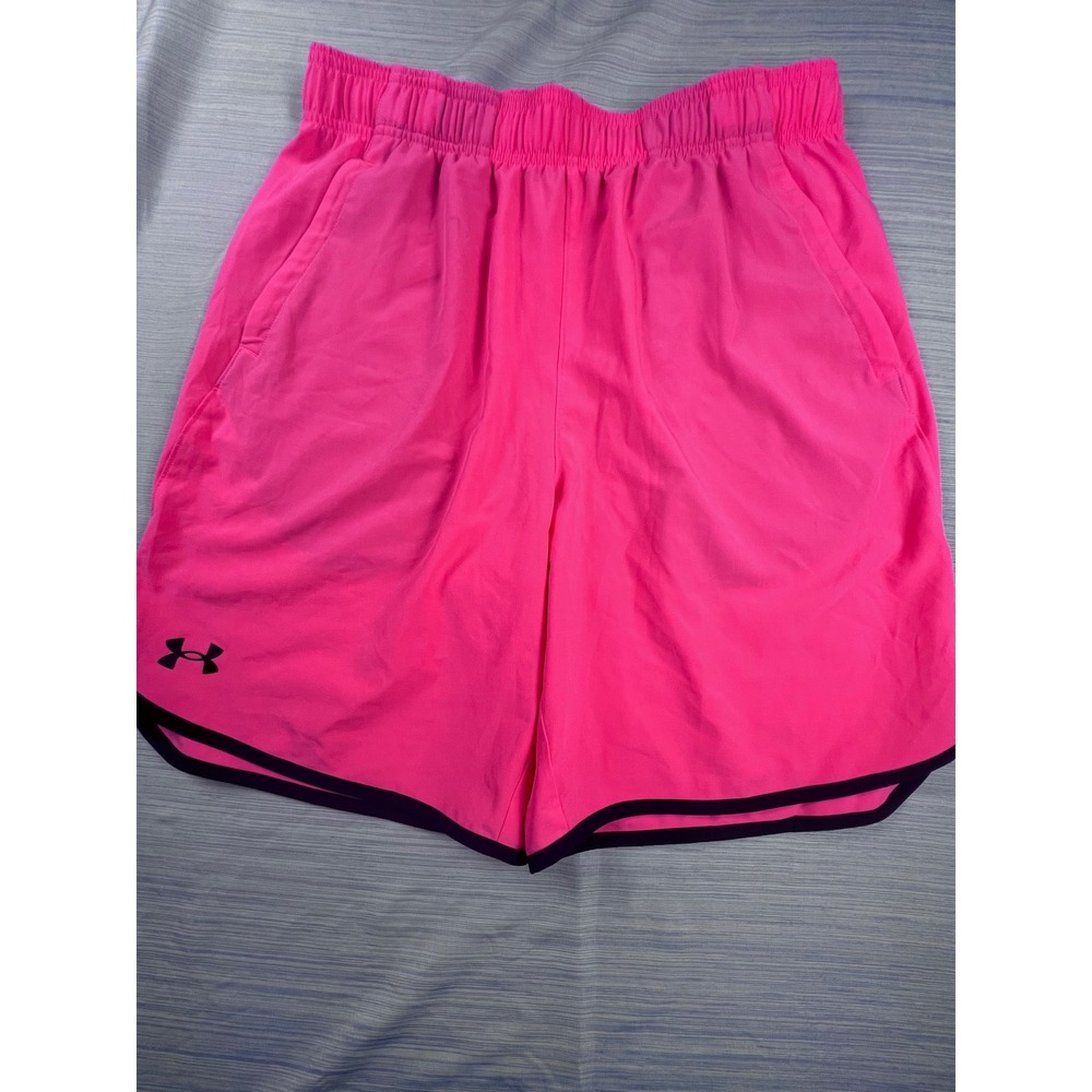 Under Armour Play Up Shorts Womens Large Neon Pink Black Athletic Running Gym